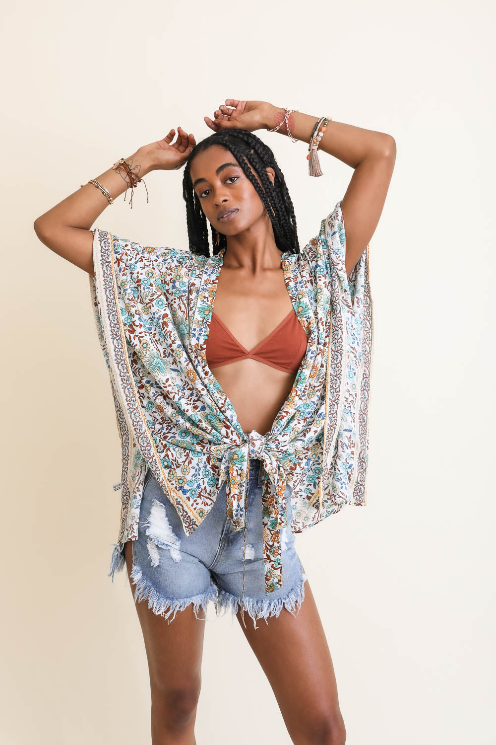 Blossom Tie Front Kimono Wrap - NeoKira Unlimited
