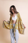 Blossom Tie Front Kimono Wrap Kimono Leto Collection Mustard  