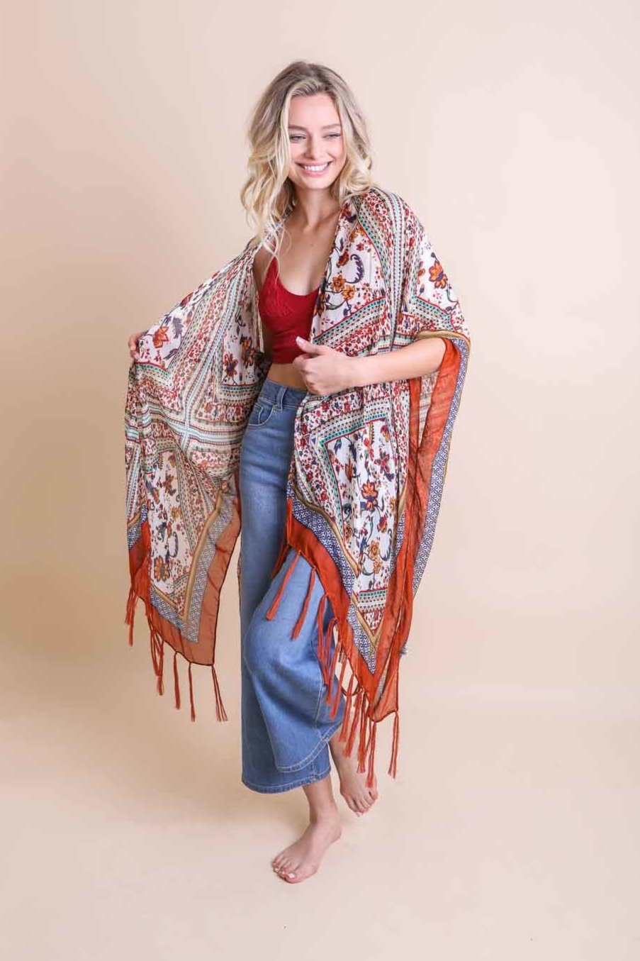 Bohemian Diamond Tassel Kimono - NeoKira Unlimited