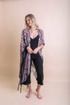 Bohemian Diamond Tassel Kimono Ponchos Purple