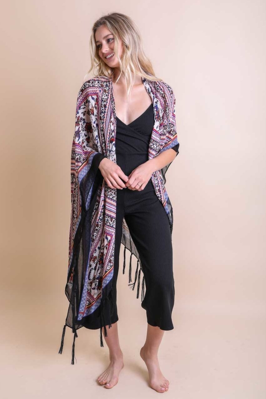 Bohemian Diamond Tassel Kimono - NeoKira Unlimited