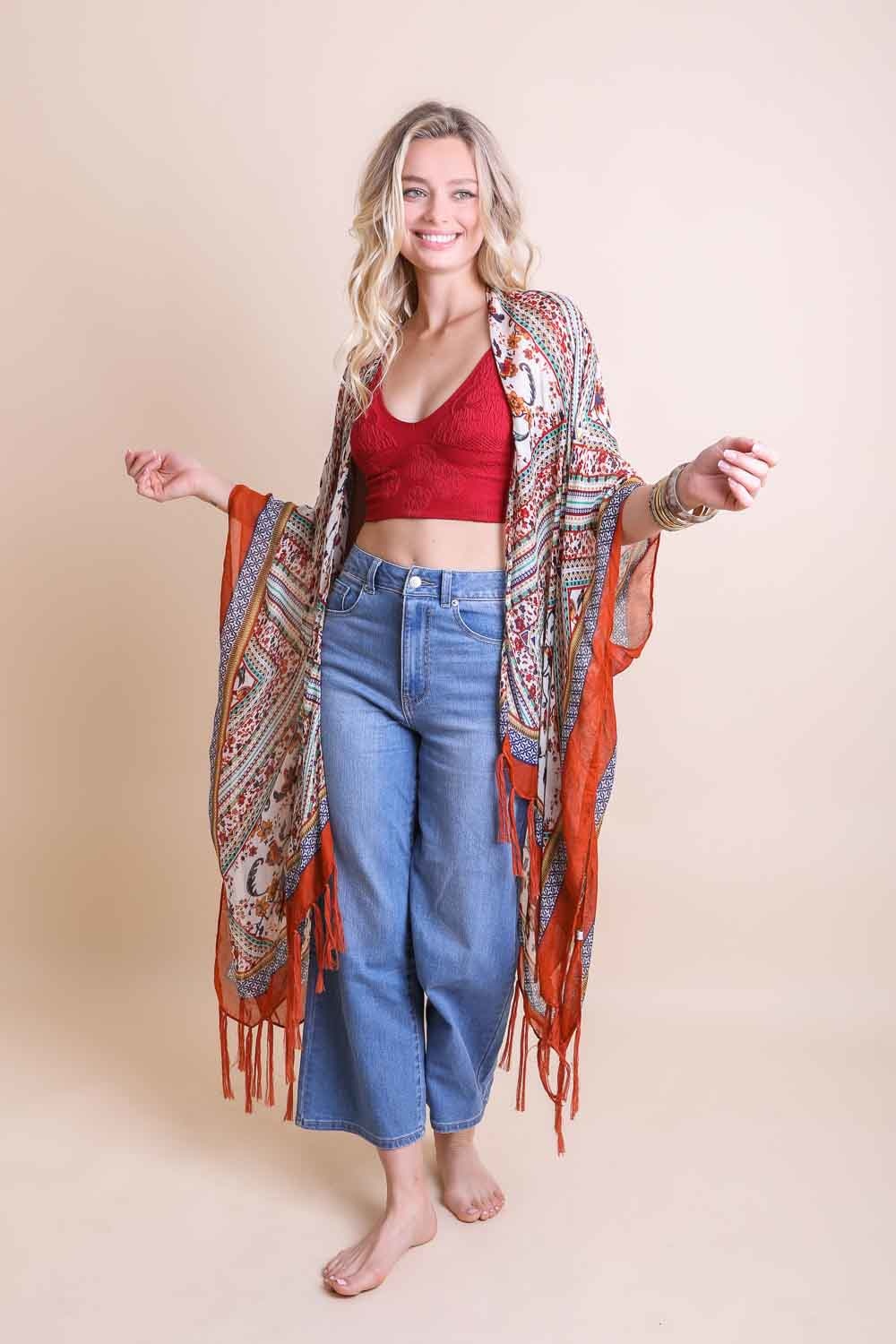 Bohemian Diamond Tassel Kimono - NeoKira Unlimited