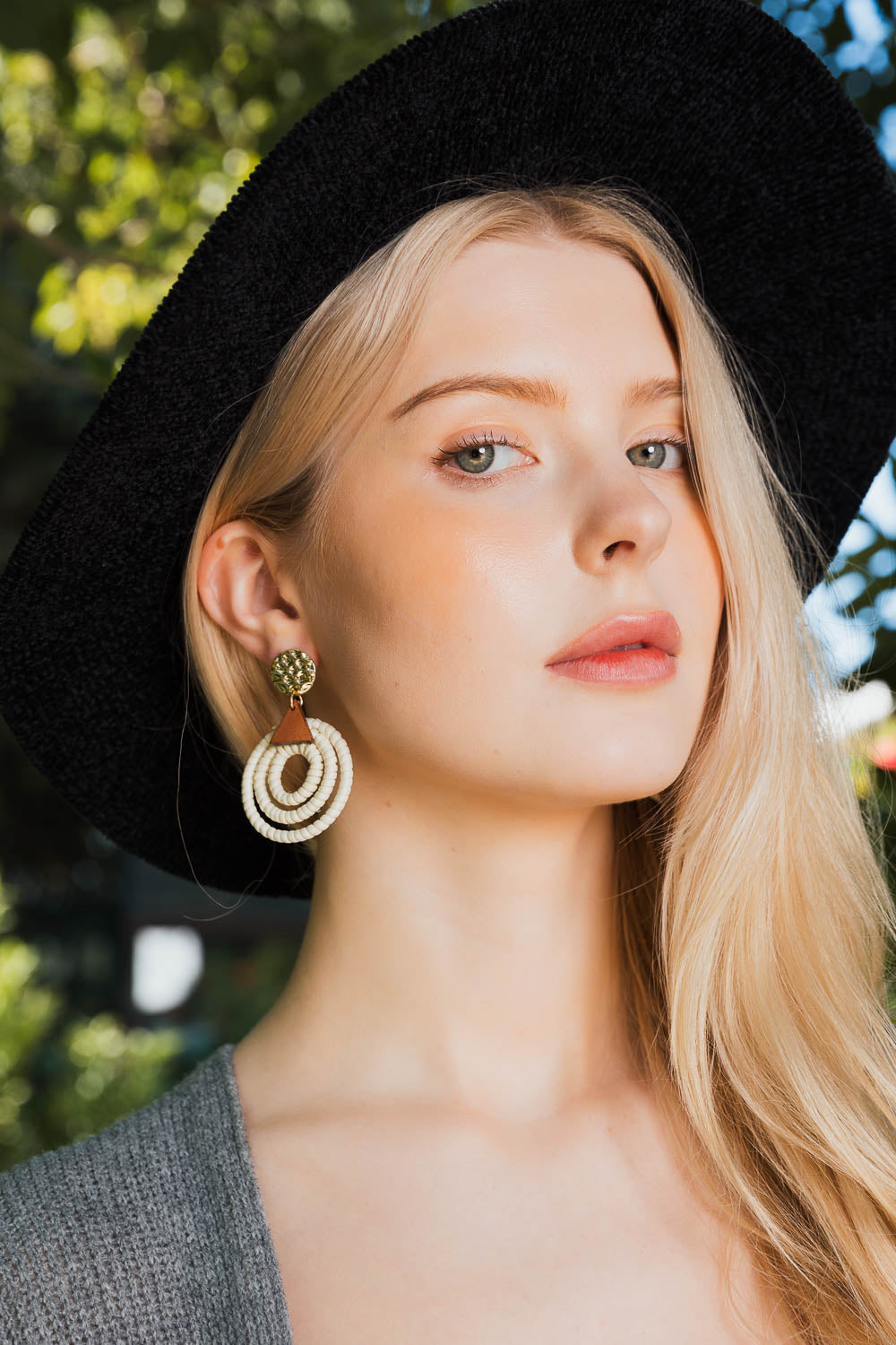 Bohemian Dream Rattan Circle Drop Earrings Earrings Leto Collection   