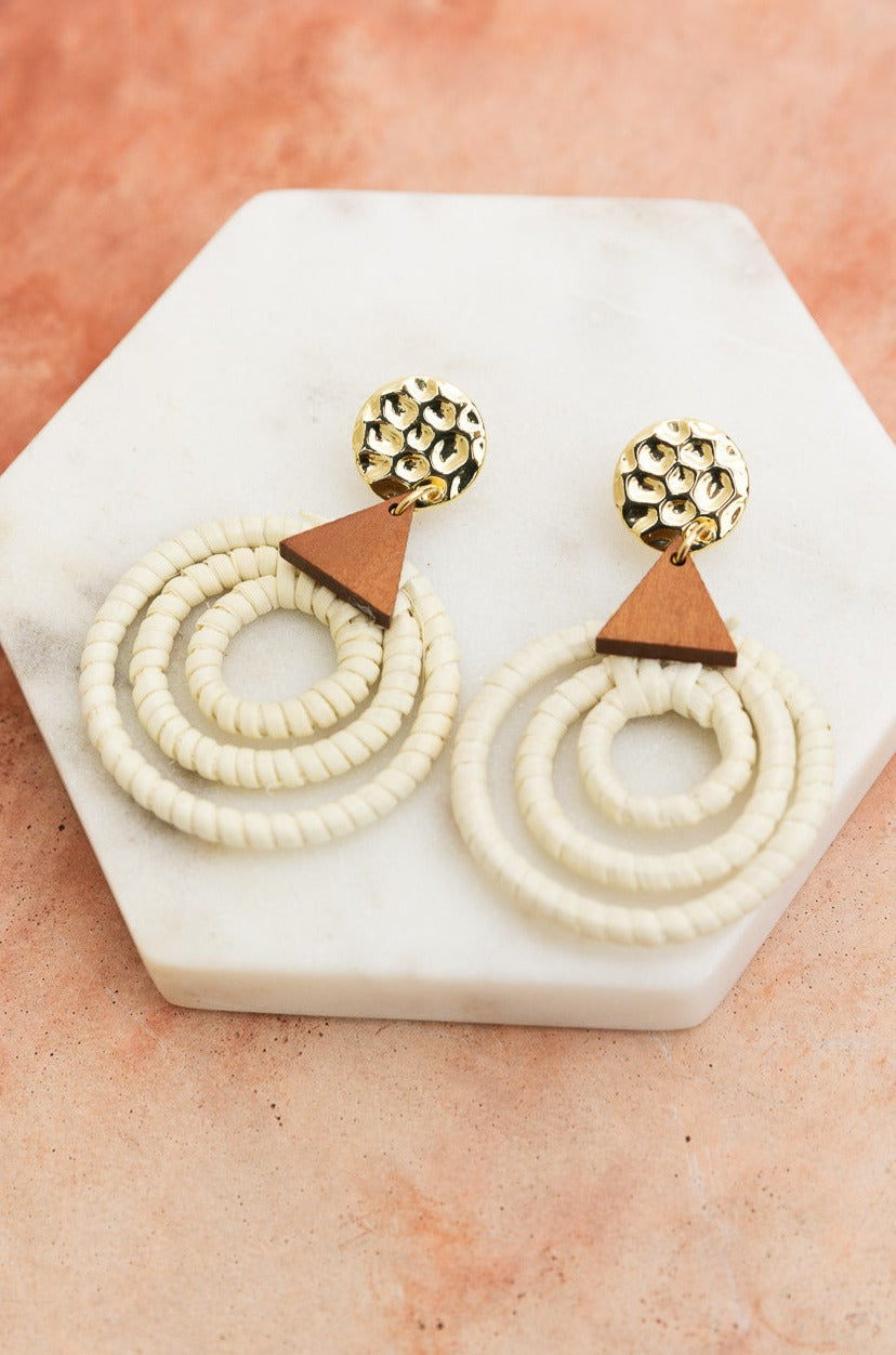 Bohemian Dream Rattan Circle Drop Earrings Earrings Leto Collection   