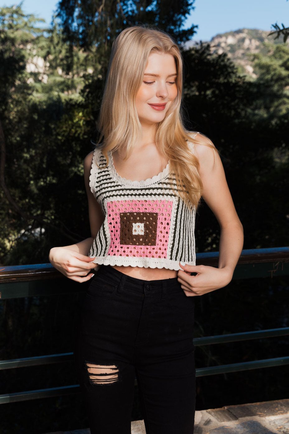 Bohemian Fusion Multi-Patterned Crochet Stitched Top - NeoKira Unlimited