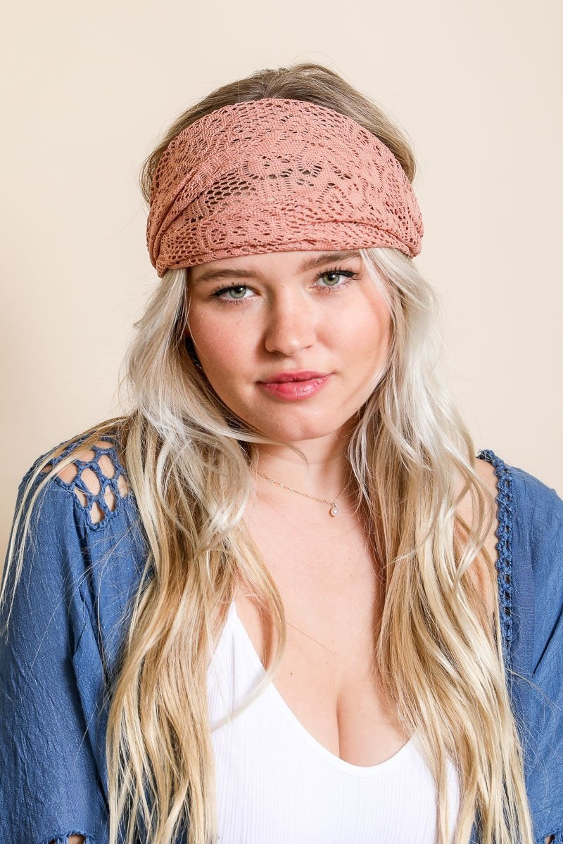 Bohemian Lace Headwrap Headwrap Leto Collection Mauve  