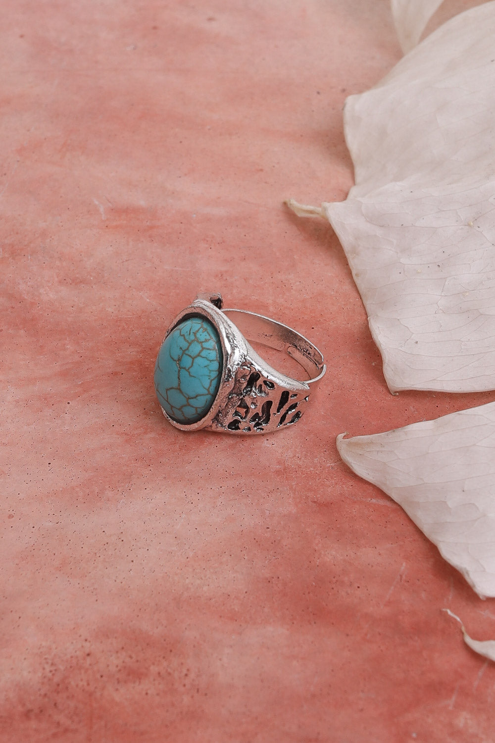 Bohemian Oval Cut Turquoise Ring Adjustable Ring Leto Collection   