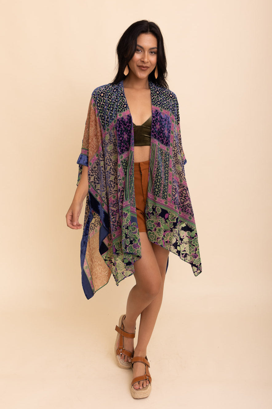 Boho Bliss Burnout Velvet Kimono - NeoKira Unlimited