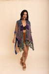 Boho Bliss Burnout Velvet Kimono Cobalt