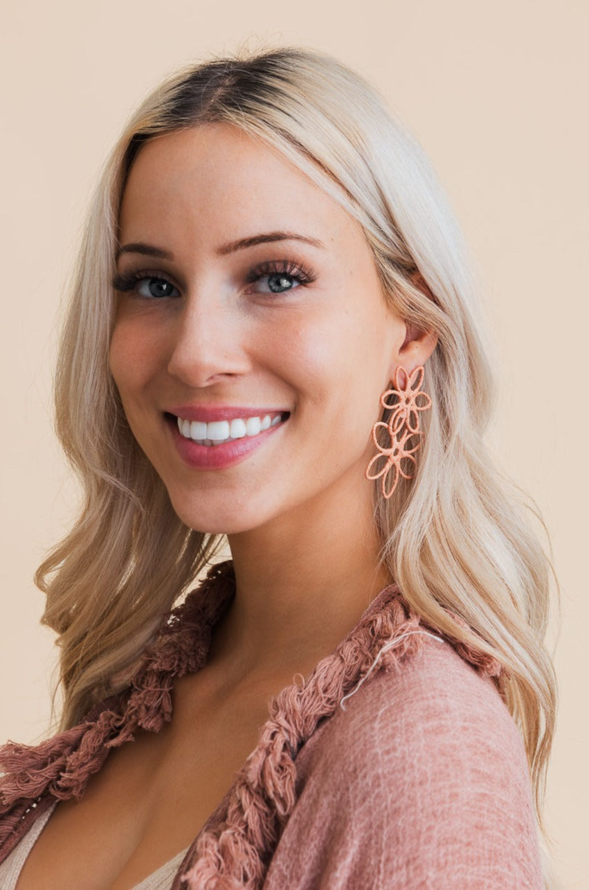 Boho Bloom Raffia Drop Earrings - NeoKira Unlimited