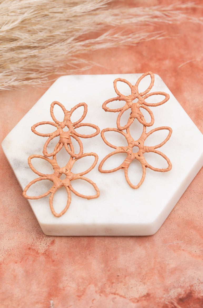 Boho Bloom Raffia Drop Earrings - NeoKira Unlimited