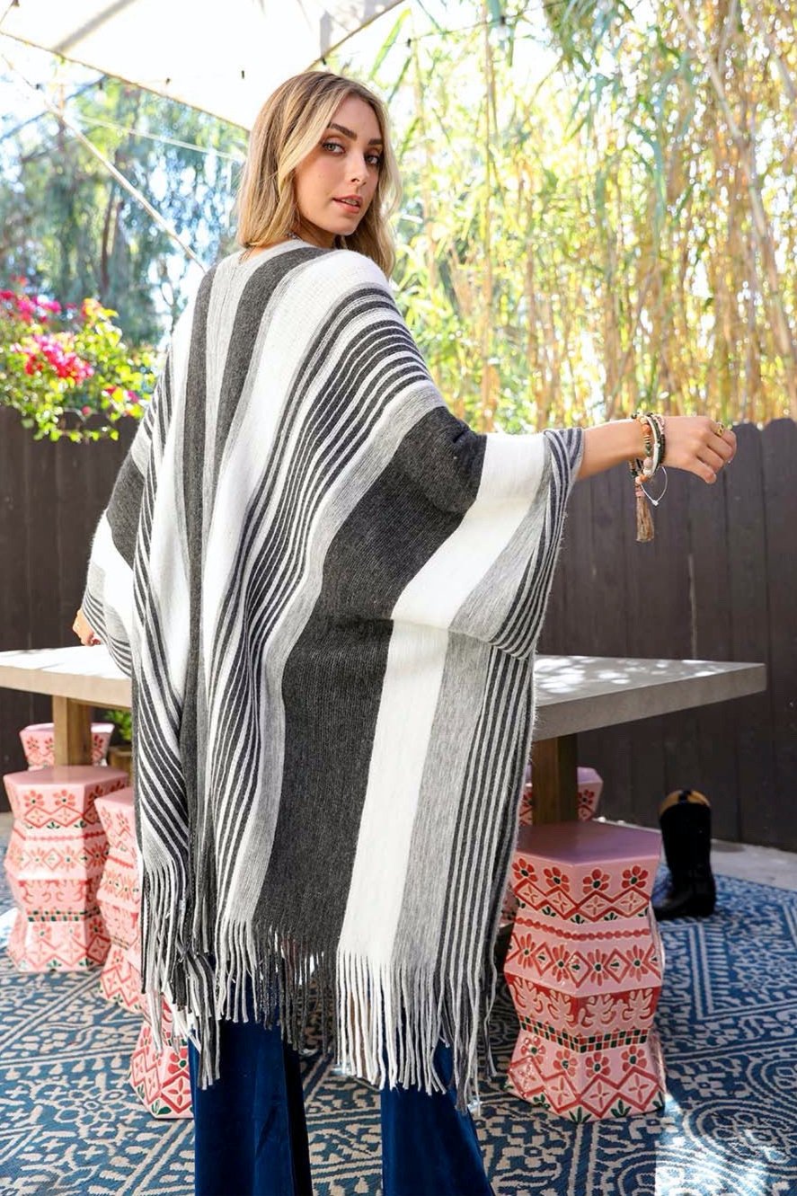 Boho Chic Frayed Edge Ruana - NeoKira Unlimited