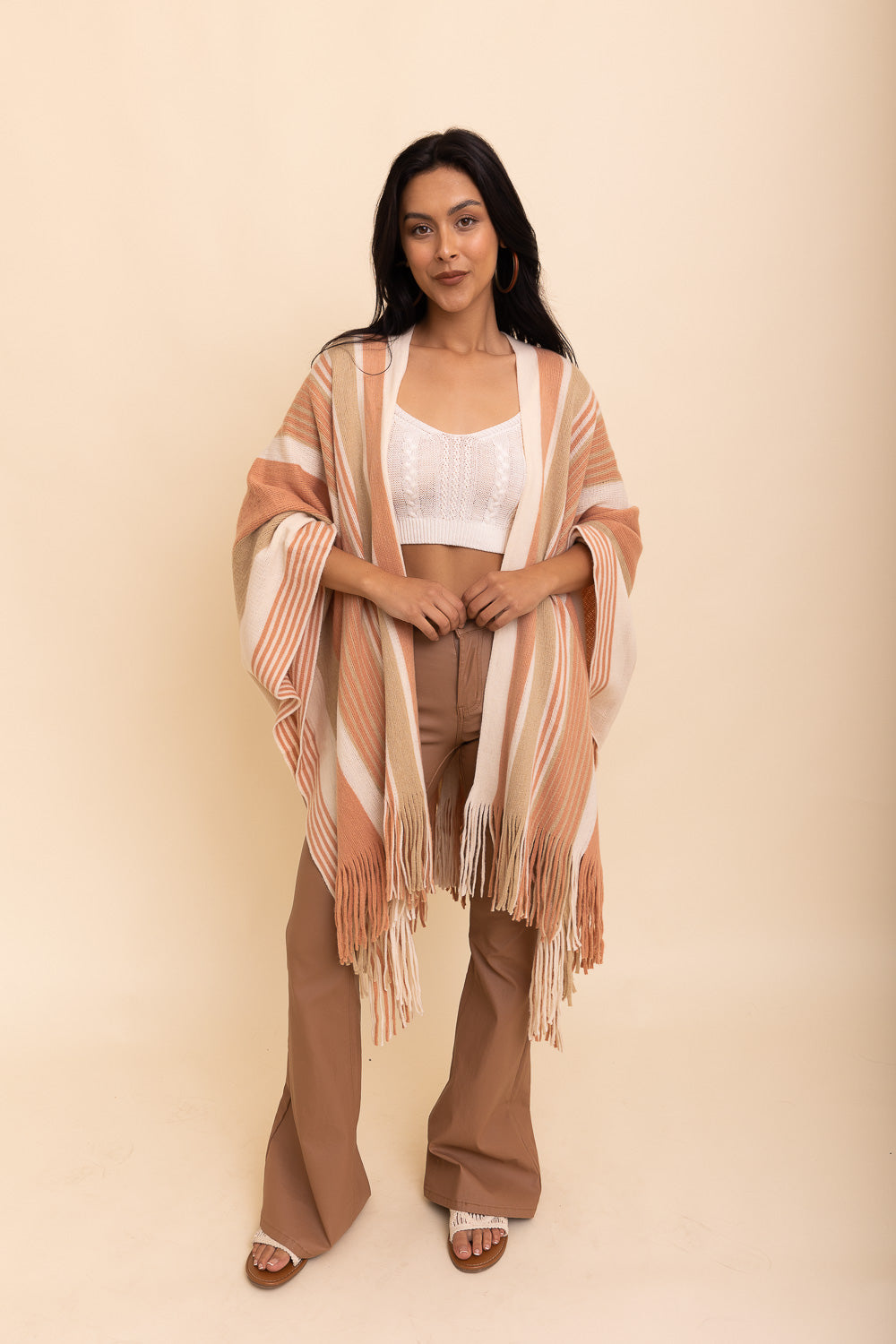 Boho Chic Frayed Edge Ruana Ponchos Leto Collection   