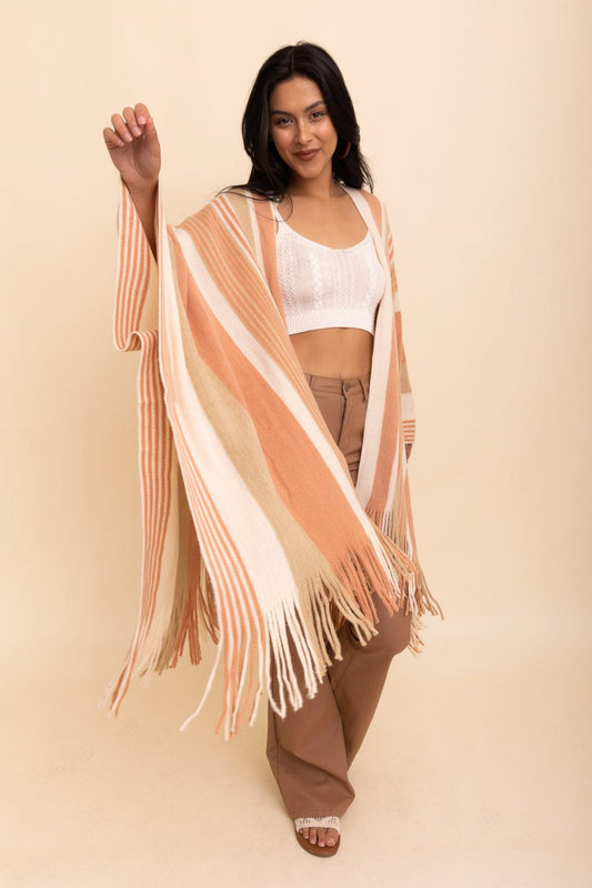 Boho Chic Frayed Edge Ruana - NeoKira Unlimited