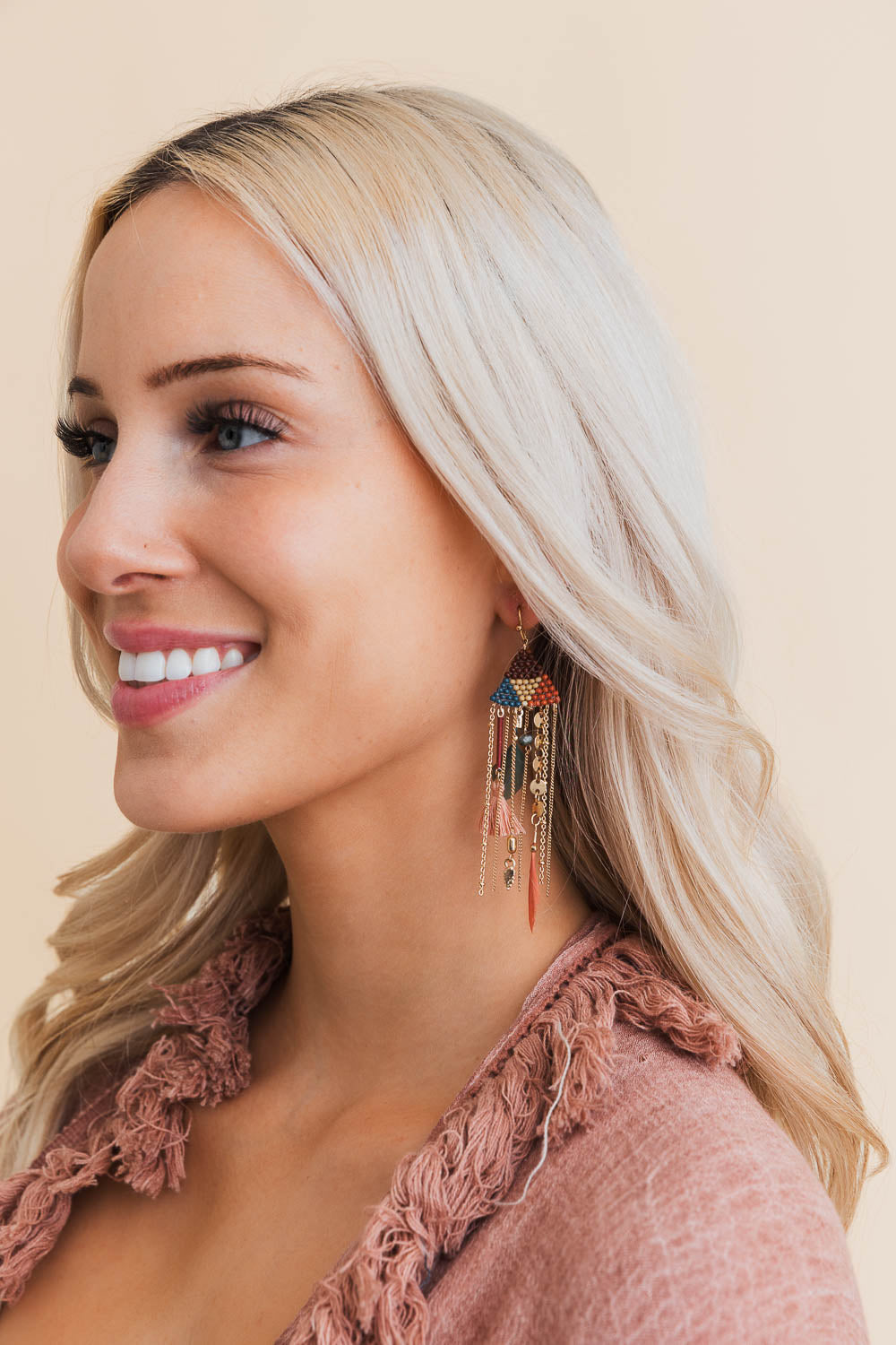 Boho Dreams Beads & Feathers Cascade Earrings - NeoKira Unlimited