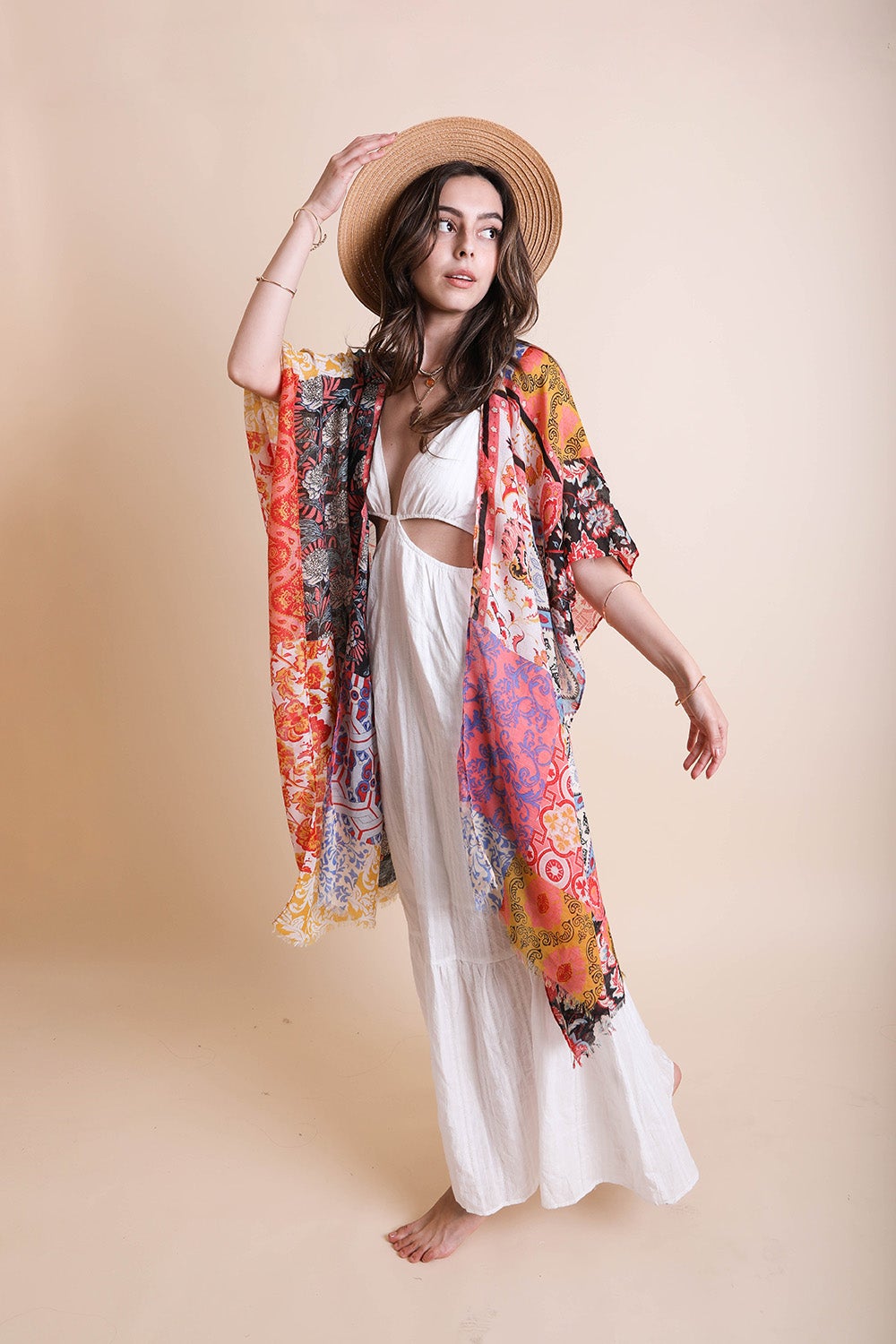 Boho Patchwork Kimono Kimono Leto Collection Blue  