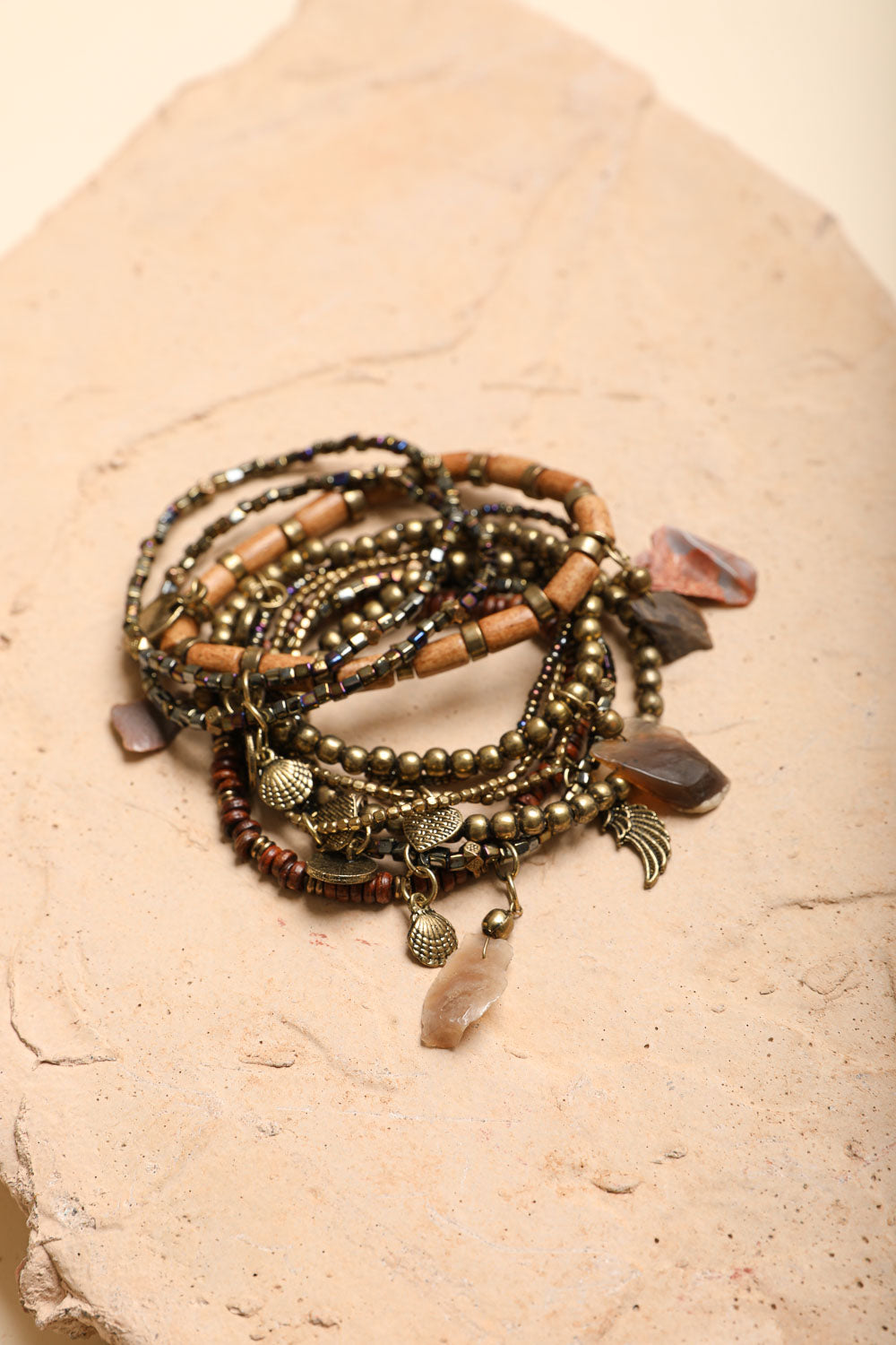 Boho Stone & Bead Stack Bracelet - NeoKira Unlimited