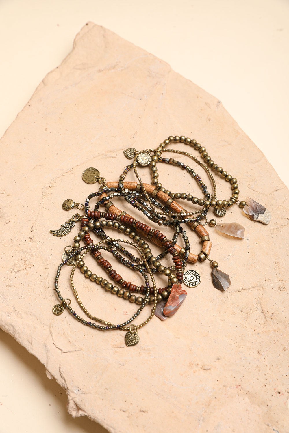 Boho Stone & Bead Stack Bracelet - NeoKira Unlimited