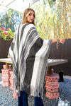 Boho Striped Frayed Edge Ruana Ponchos Leto Collection   