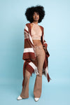 Boho Striped Frayed Edge Ruana Ponchos Leto Collection   