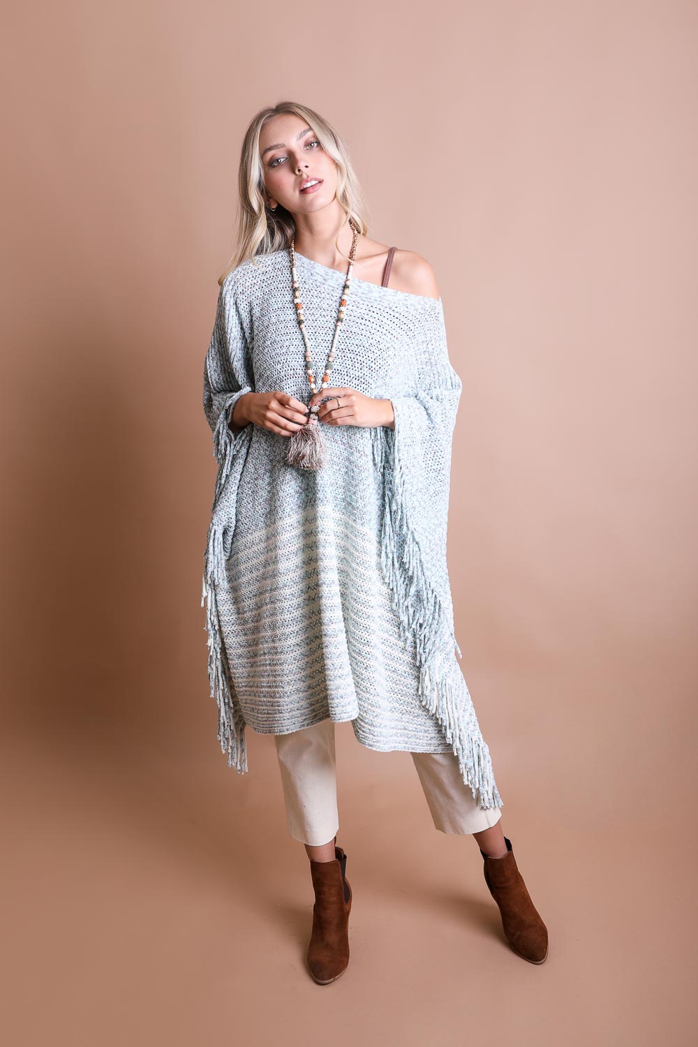 Boucle Knit Poncho Ponchos Leto Collection   