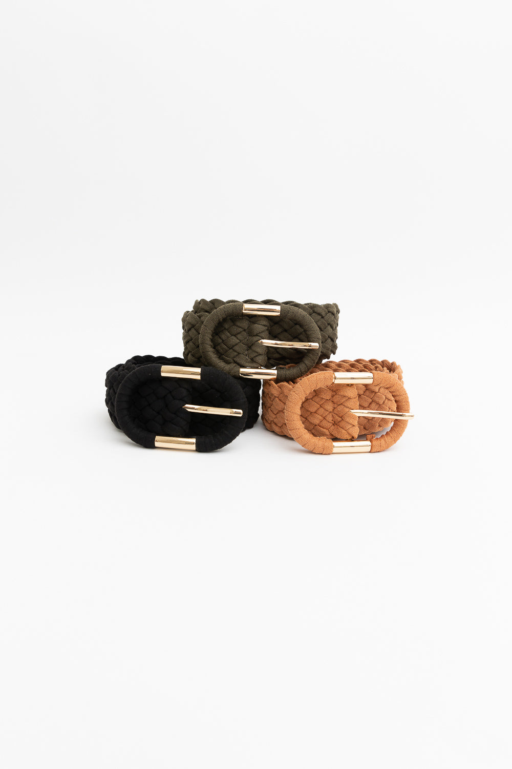 Braided Suede Accent Oval Buckle Belt - NeoKira Unlimited
