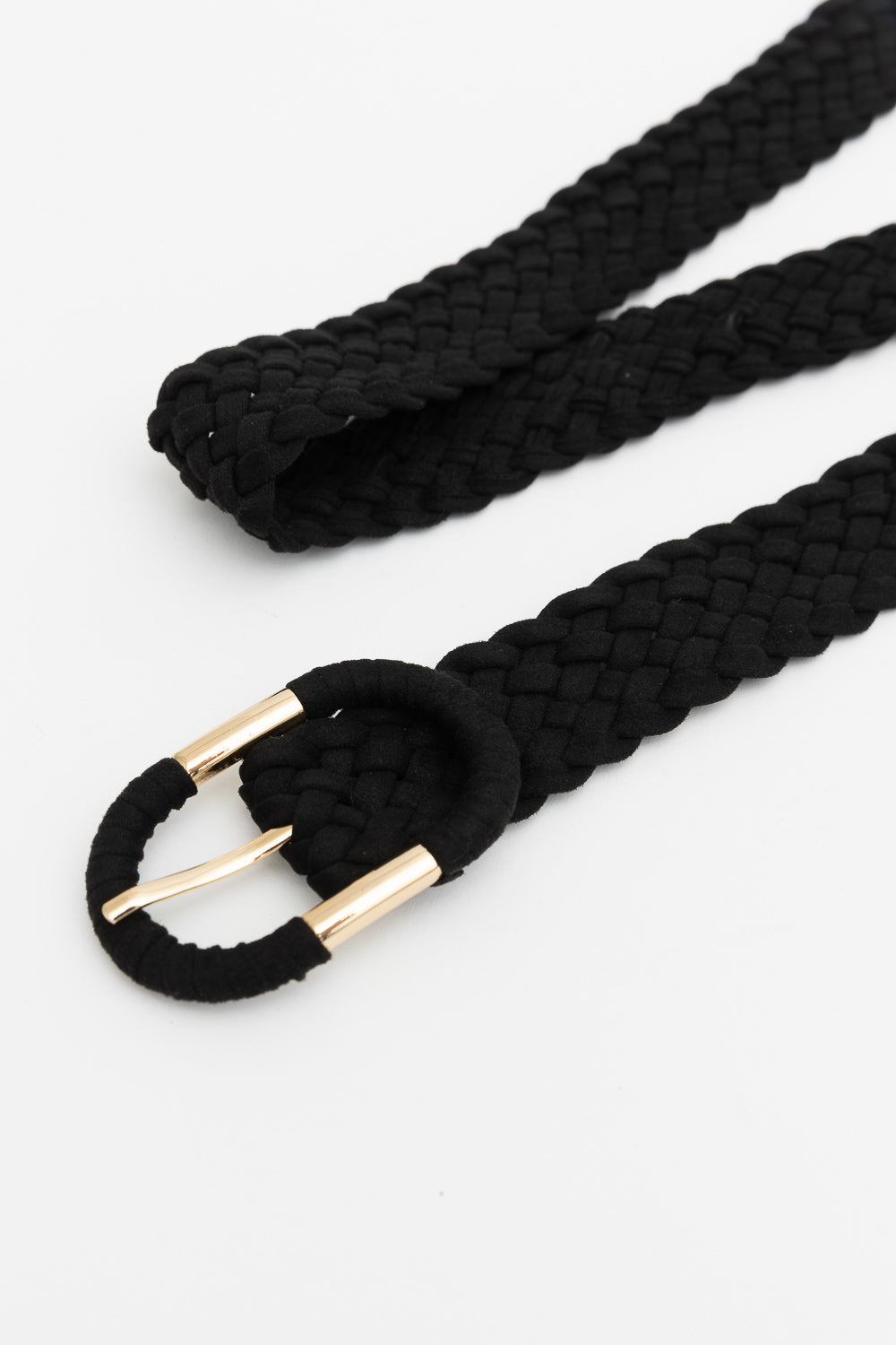 Braided Suede Accent Oval Buckle Belt - NeoKira Unlimited