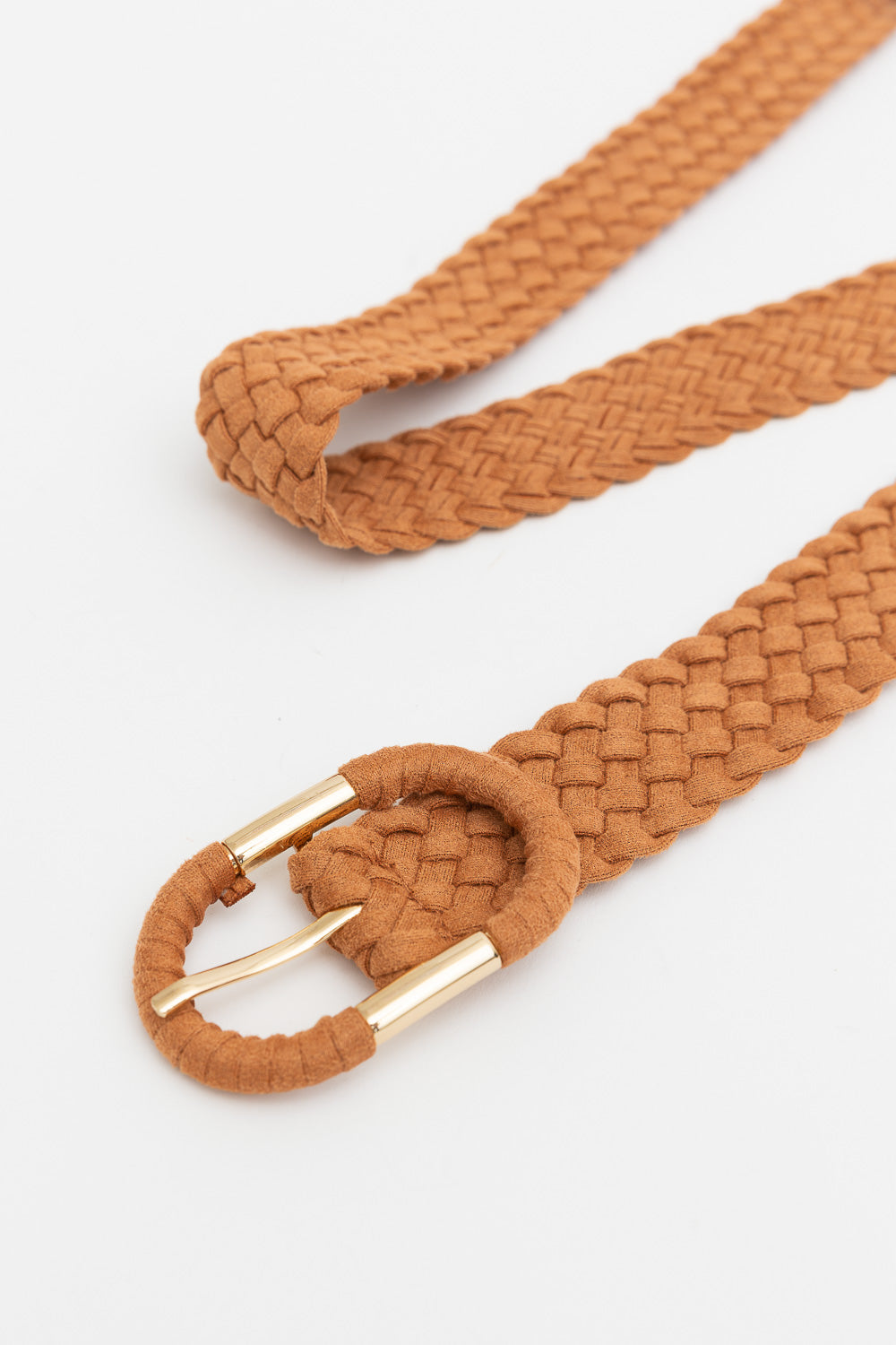 Braided Suede Accent Oval Buckle Belt - NeoKira Unlimited