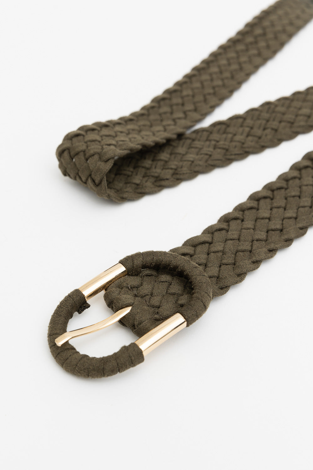 Braided Suede Accent Oval Buckle Belt - NeoKira Unlimited