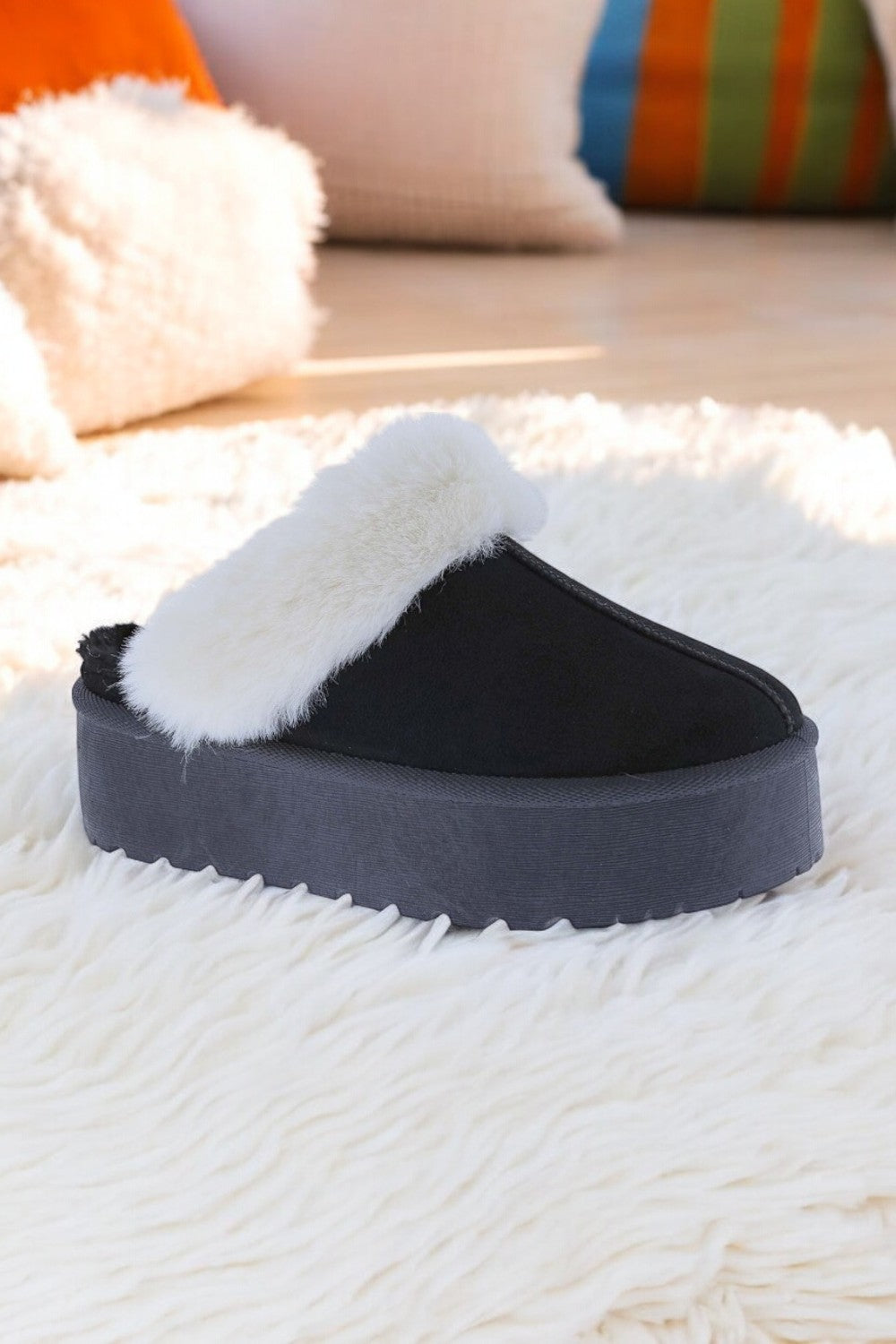 Weeboo Thick Bottom Fur Trim Snow Slippers - NeoKira Unlimited