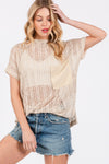 Ces Femme See Through Crochet Mock Neck Cover Up Cover Up Trendsi   