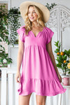 Reborn J Tiered Notched Cap Sleeve Dress Mini Dress Trendsi   