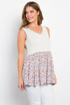 Be Stage Full Size Smocked Printed Peplum Sleeveless Top Top Trendsi   