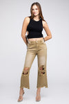 BiBi Distressed Vintage Washed Wide Leg Pants Jeans BiBi   