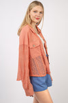 VERY J Button Up Long Sleeve Lace Shirt Shirt Trendsi   