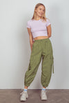 VERY J Elastic Waist Woven Cargo Pants Pants Trendsi   