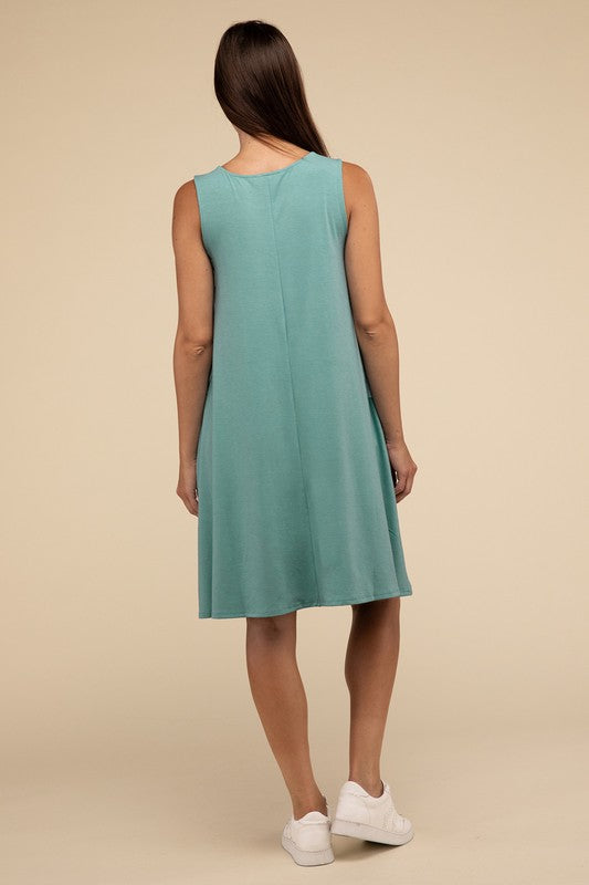 ZENANA Sleeveless Flared Slip Summer Dress with Side Pockets - NeoKira Unlimited