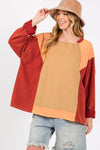 SAGE + FIG Mineral Wash Color Block Top Top Trendsi Toast S 