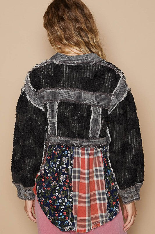 POL Crochet Patchwork Dropped Shoulder Jacket - NeoKira Unlimited