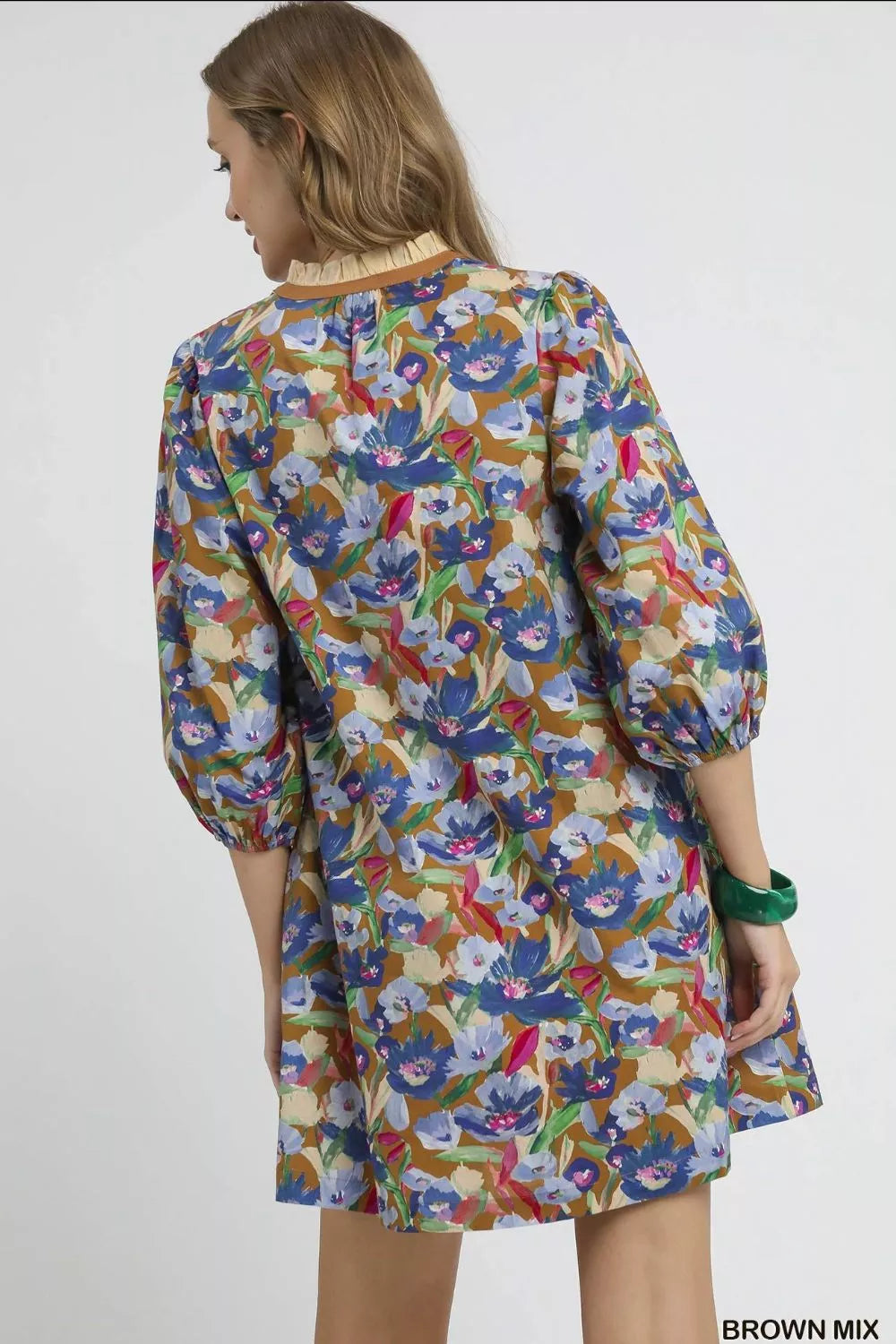 Umgee Boho Chic Floral Balloon Sleeve Mini Dress - NeoKira Unlimited