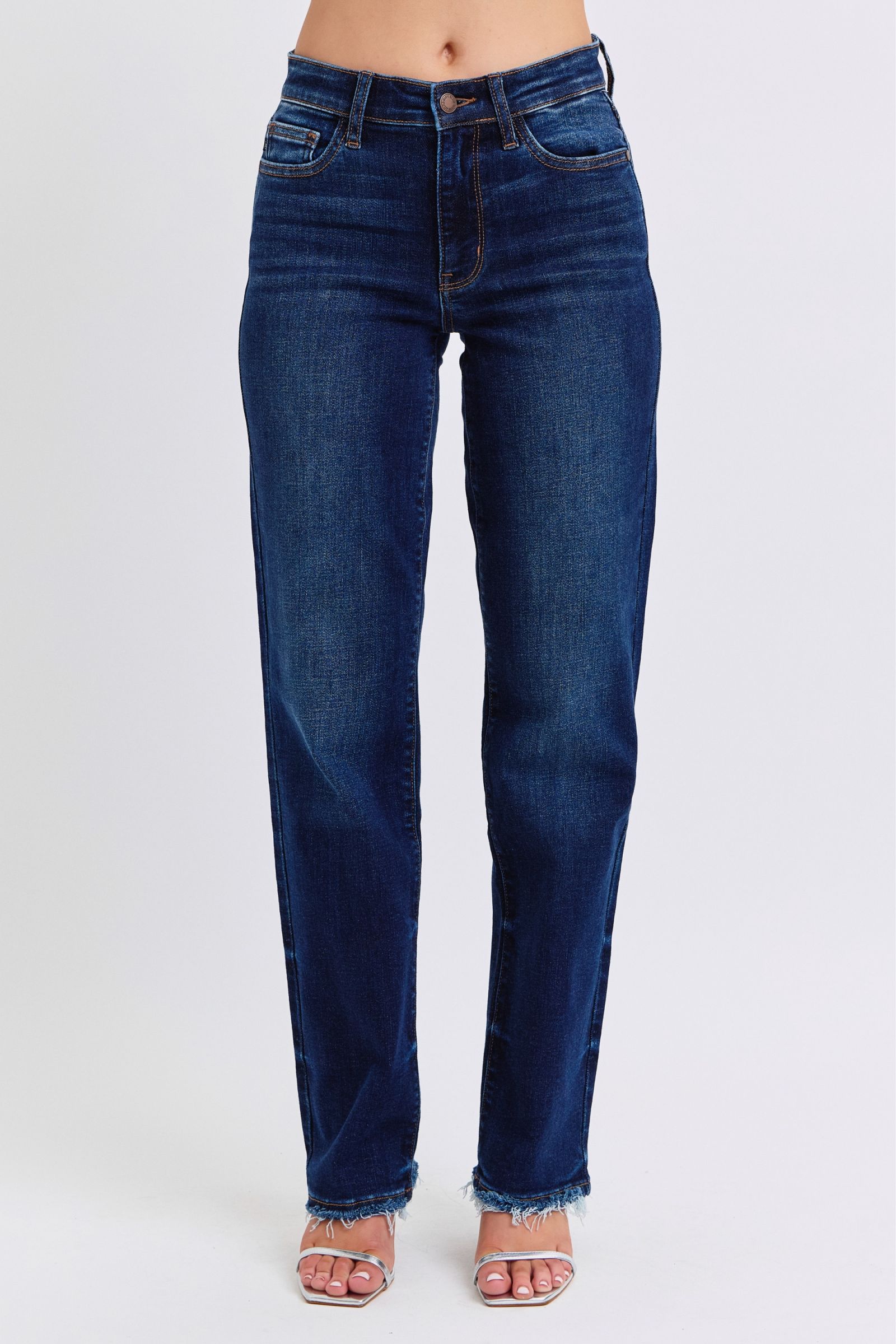 Judy Blue Full Size Raw Hem Straight Leg Jeans - NeoKira Unlimited