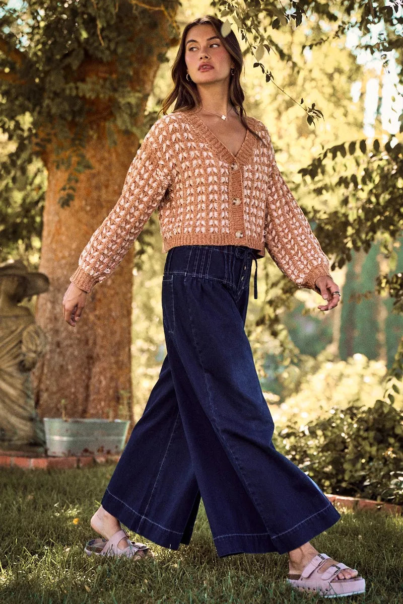 SO ME Soft Chenille Yarn Textured Button Sweater Cardigan Boho Chic - NeoKira Unlimited