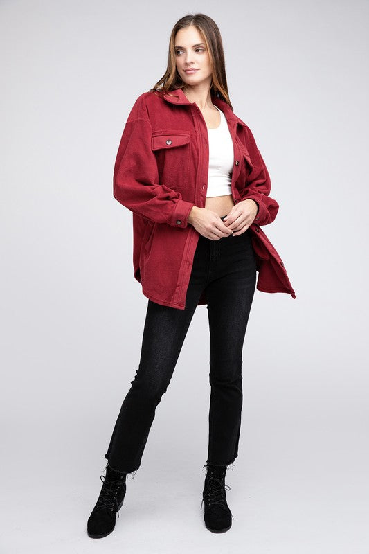 BiBi Fleece Buttoned Down Oversized Jacket Jacket BiBi   