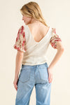 And The Why Full Size Floral Print Textured Sleeve Knit Top Top Trendsi   