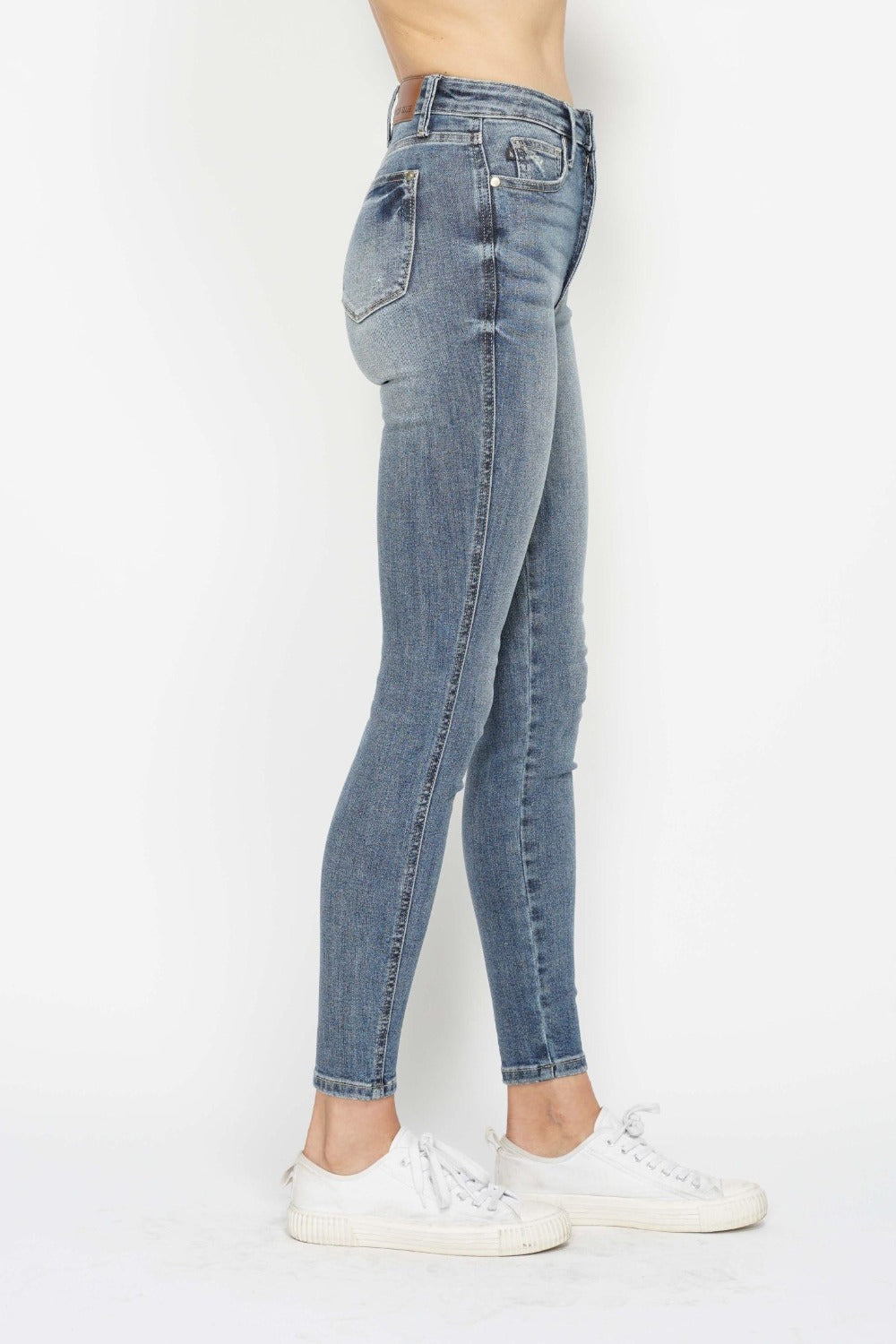 Judy Blue Full Size Tummy Control Contrast Wash Skinny Jeans - NeoKira Unlimited