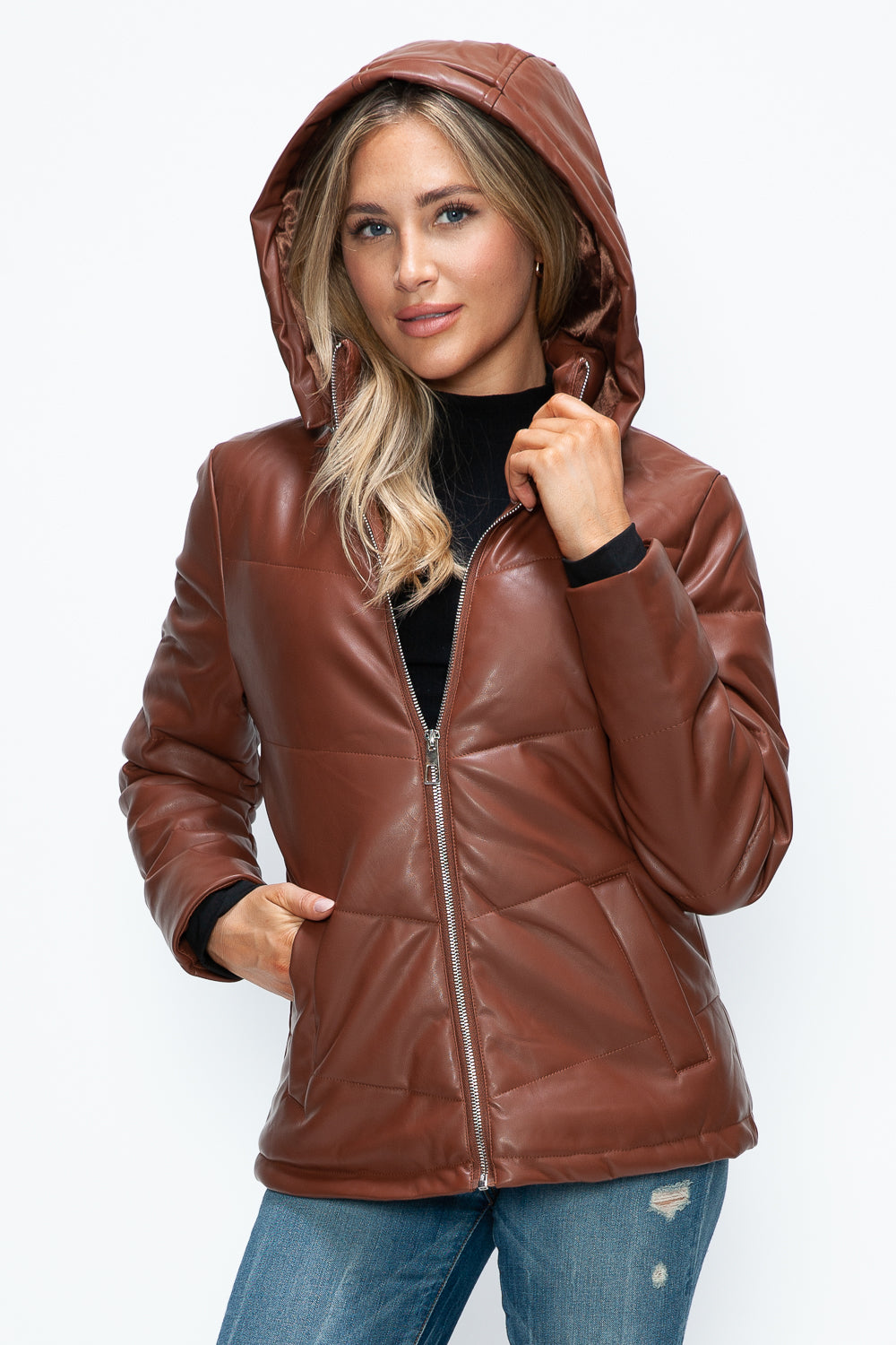 How Dare U Pocketed Zip Up Puffer Jacket with Removable Hood - NeoKira Unlimited