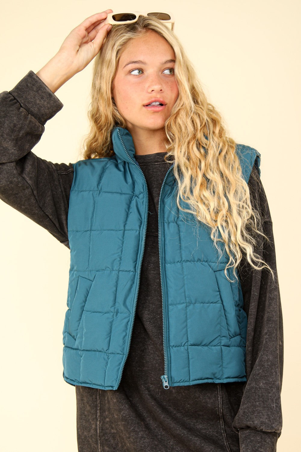 VERY J Zip Up Puffer Padded Warm Vest - NeoKira Unlimited