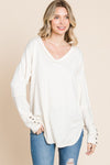 Culture Code Full Size V-Neck Dropped Shoulder Blouse Top Trendsi ECRUCREAM S 