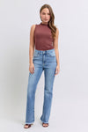 Judy Blue Full Size Raw Hem High Rise Bootcut Jeans - NeoKira Unlimited