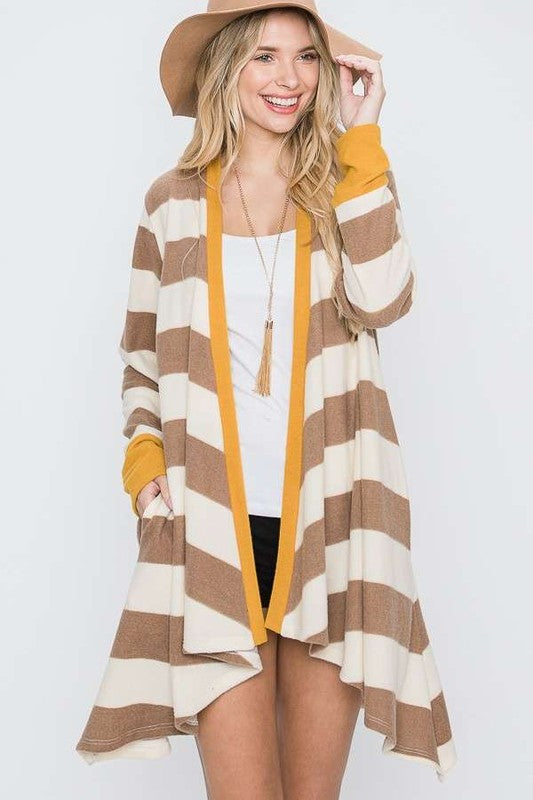 Jade By Jane Plus Size Striped Draped Cardigan | Casual Comfort Everyday Chic - NeoKira Unlimited